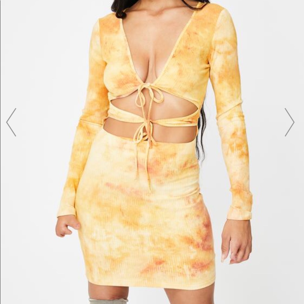 YELLOW TIE DYE GABRIELLA MINI DRESS